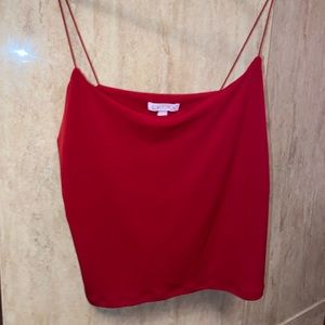 Red cowl neck tank top